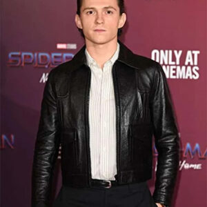 Spider Man No Way Home Movie Event Tom Holland Black Leather Jacket