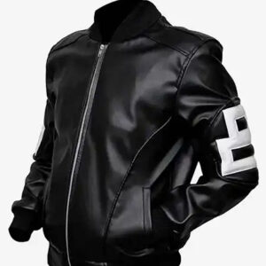 8 Ball Style Black Bomber Leather Jacket