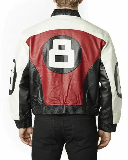 Men's 8 Ball Logo Bomber Leather Jacket