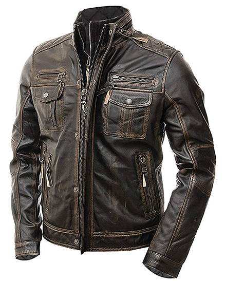 Cafe Racer Distressed Brown Leather Jacket