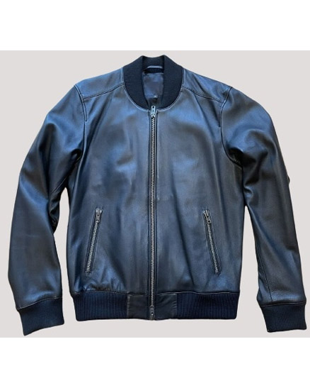 Men’s DSTLD Black Bomber Leather Jacket