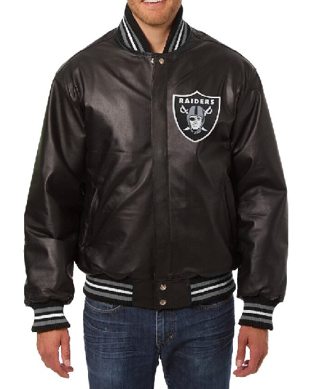Las Vegas Raiders JH Design Black Leather Jacket