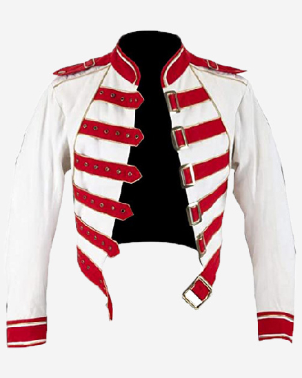 Freddie Mercury Queen Red Belted White Cotton Jacket