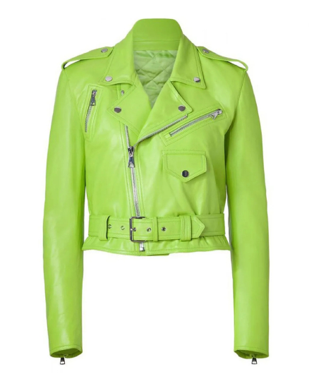 Women’s Lime Leather Motorcycle Jacket