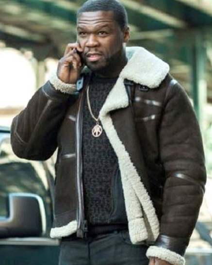 50 Cent Power Kanan Stark Shearling Brown Suede Leather Jacket