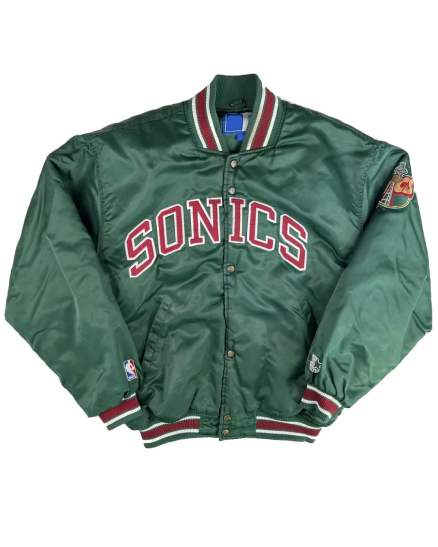 90’s Seattle Supersonics Green Satin Jacket