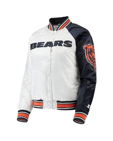 Chicago Bears Hometown White And Navy Satin Jacket