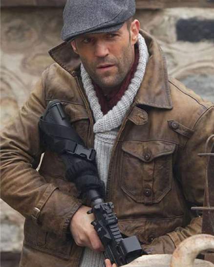 Jason Statham The Expendables 2 Brown Leather Jacket