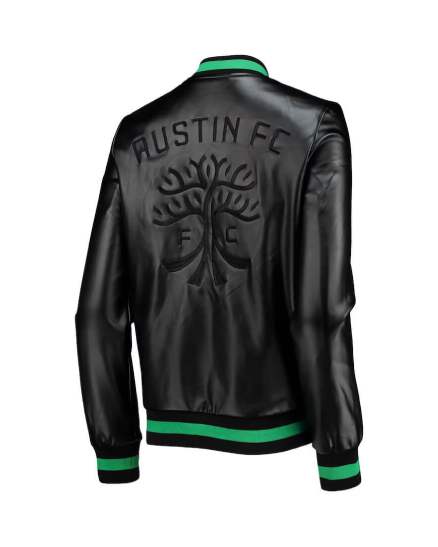 MLS Austin FC Black Full-Snap Leather Jacket